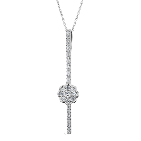 .25 Carat Diamond Pave Flower Pendant,  10kt White Gold. Necklaces and Pendants. Griffin Jewellery Designs.