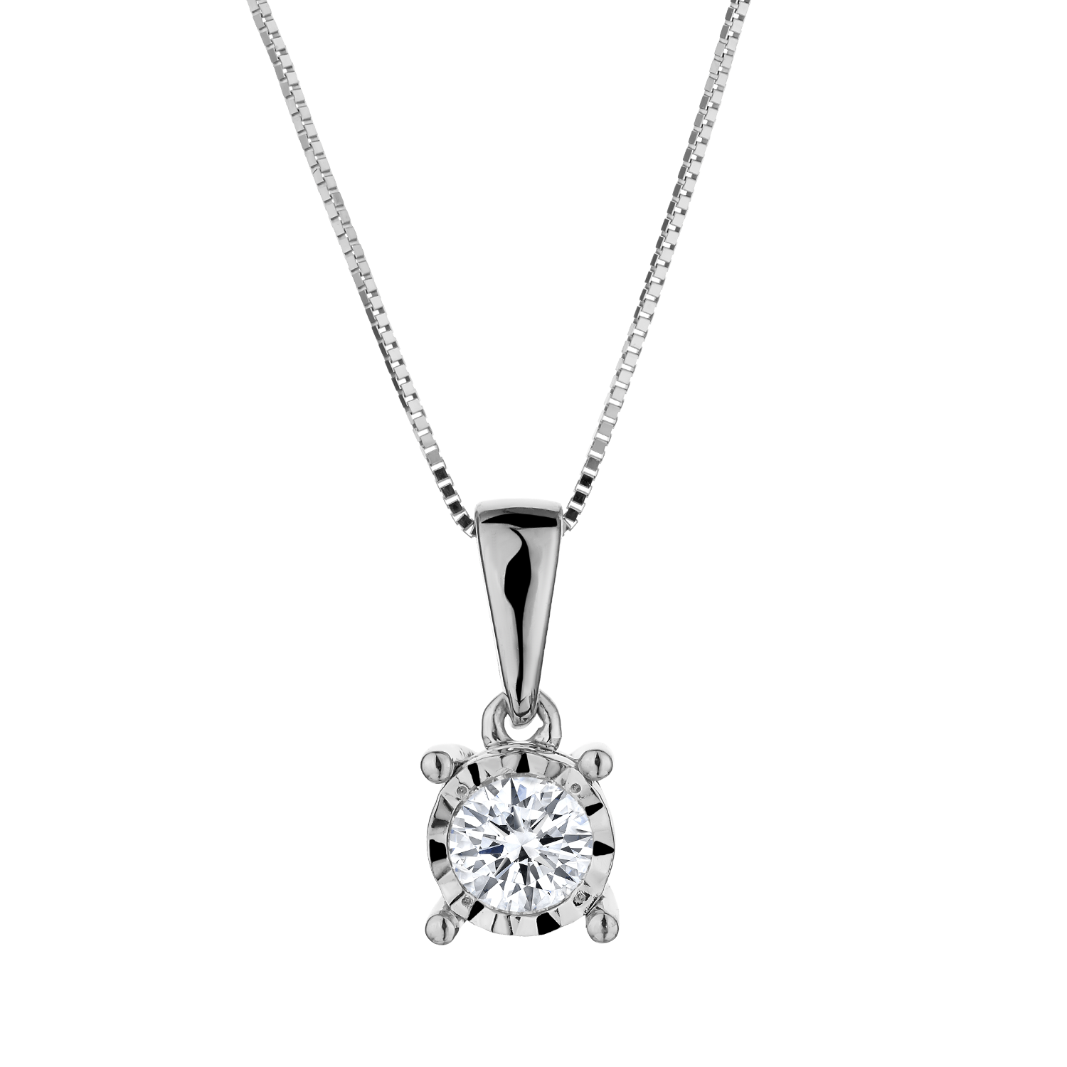 14kt White Gold  .05 Carat of Diamond "Miracle" Pendant  Goes along with the 10kt White Gold Chain.