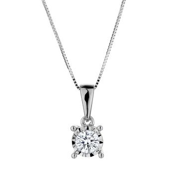 14kt White Gold  .05 Carat of Diamond "Miracle" Pendant  Goes along with the 10kt White Gold Chain.