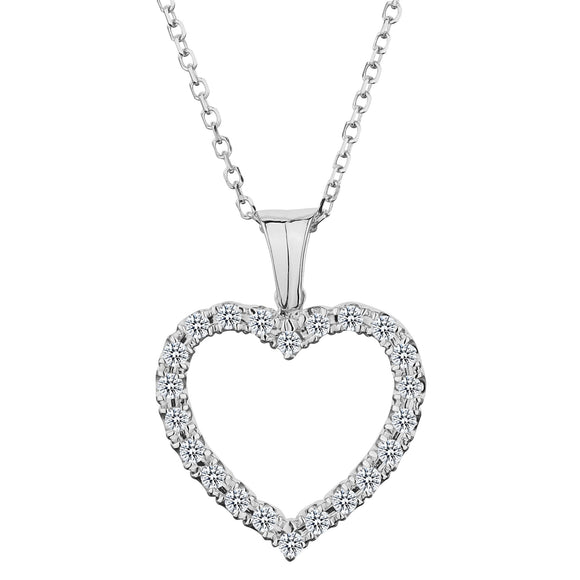 .15 Carat Diamond Pave Heart Pendant,  10kt White Gold. Necklaces and Pendants. Griffin Jewellery Designs.