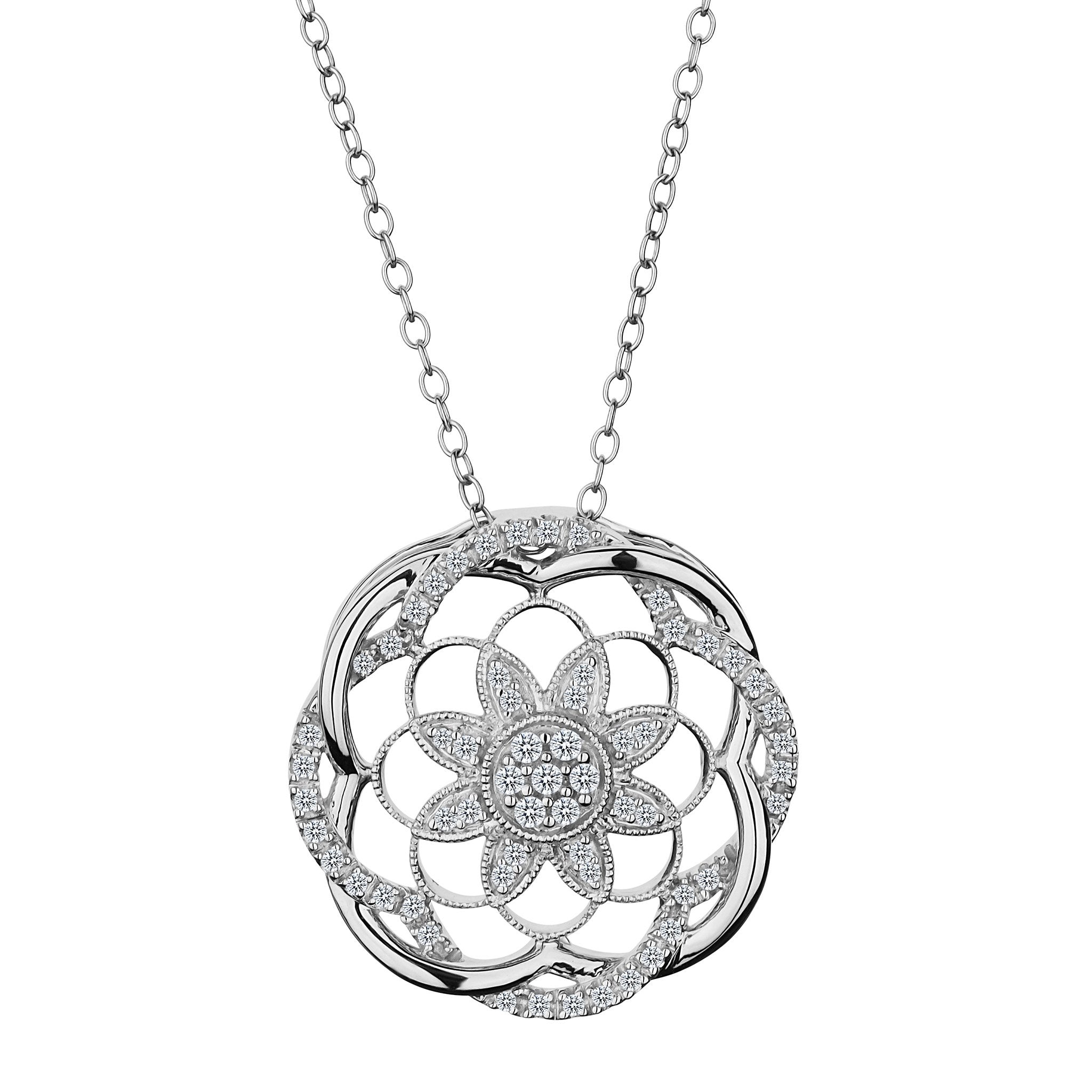 .20 Carat Diamond "Sunflower" Pendant,  10kt White Gold. Necklaces and Pendants. Griffin Jewellery Designs.