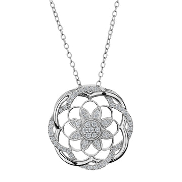 .20 Carat Diamond "Sunflower" Pendant,  10kt White Gold. Necklaces and Pendants. Griffin Jewellery Designs.