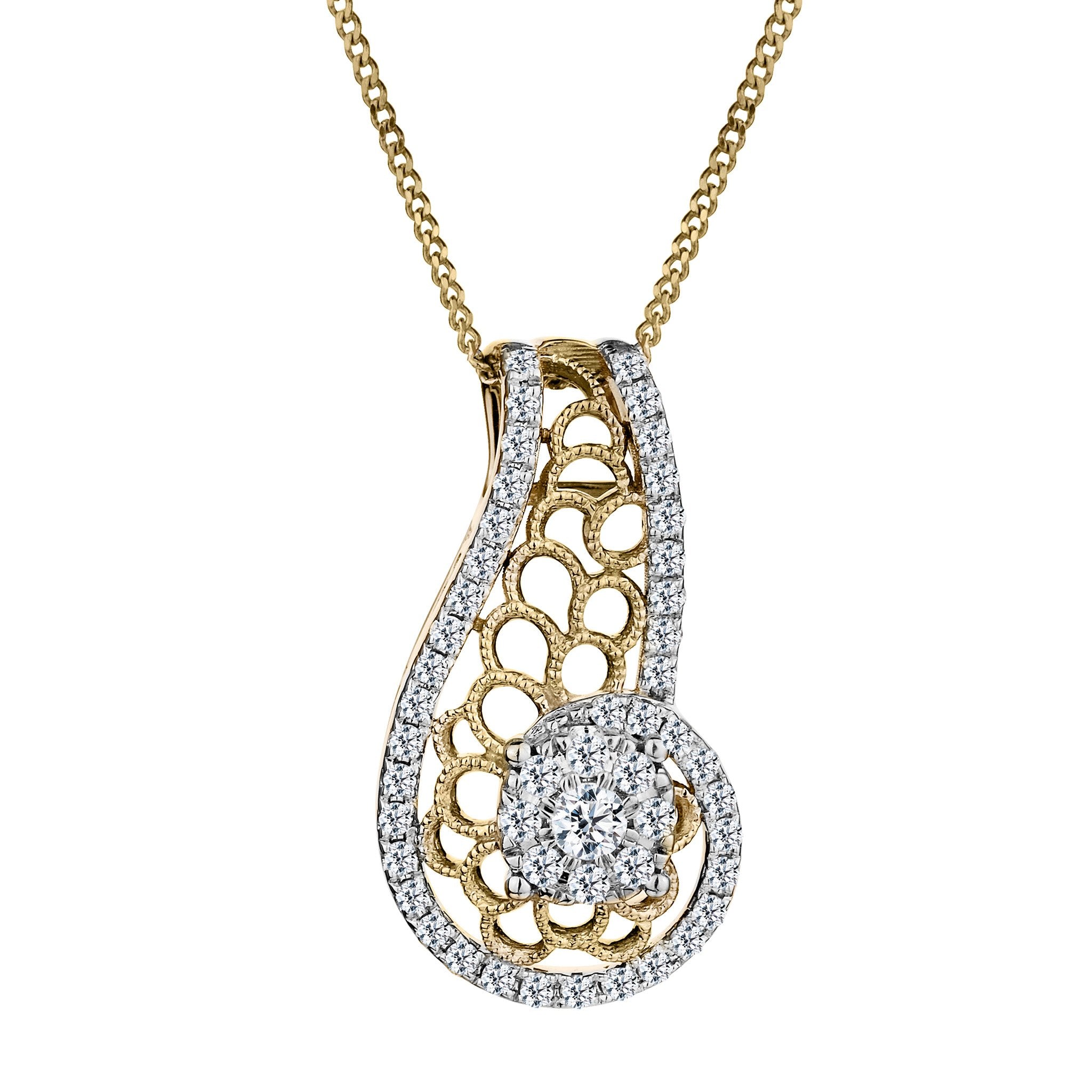 .33 Carat Diamond "Sunrise" Pendant,  10kt Yellow Gold. Necklaces and Pendants. Griffin Jewellery Designs. 
