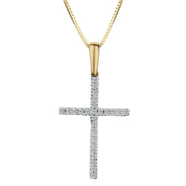 .10 Carat Diamond Cross Pendant,  10kt Yellow Gold. Necklaces and Pendants. Griffin Jewellery Designs.