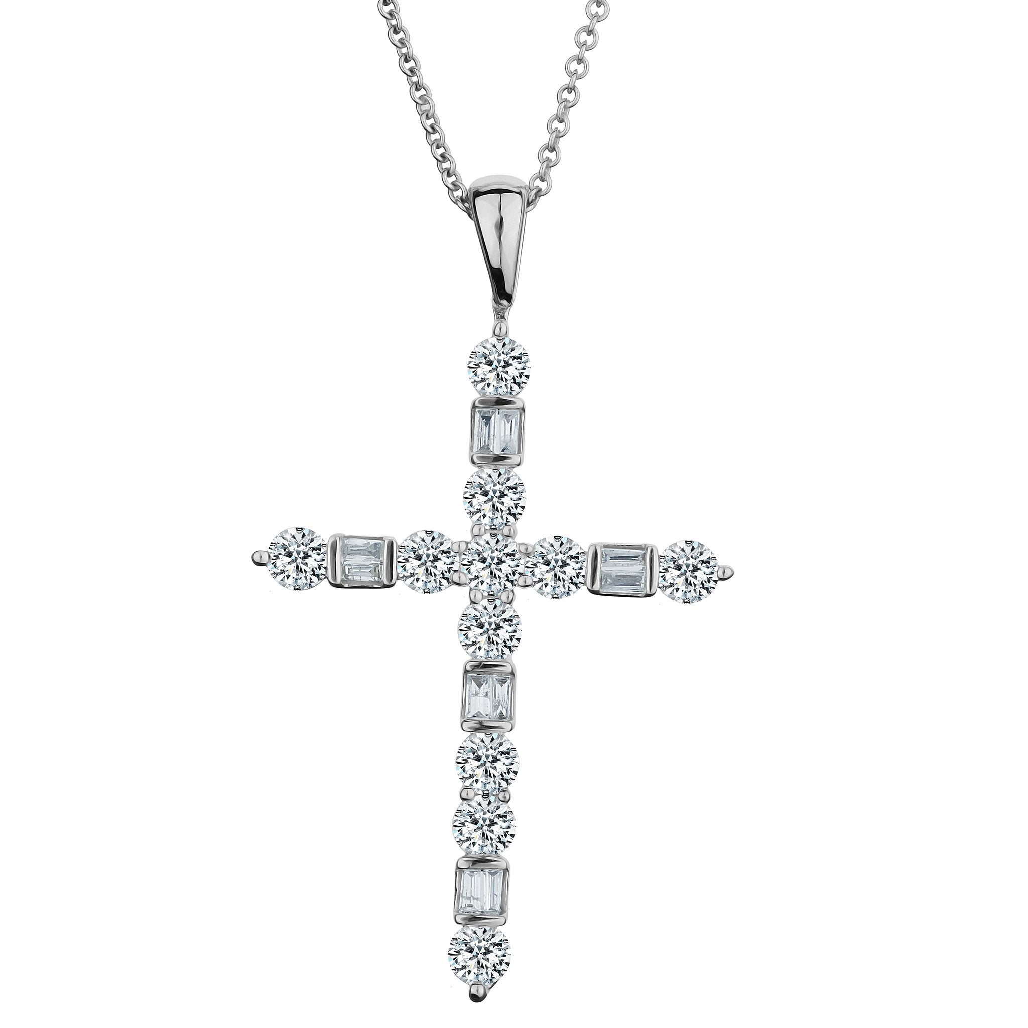 1.00 Carat Diamond Cross Pendant,  14kt White Gold. Necklaces and Pendants. Griffin Jewellery Designs. 