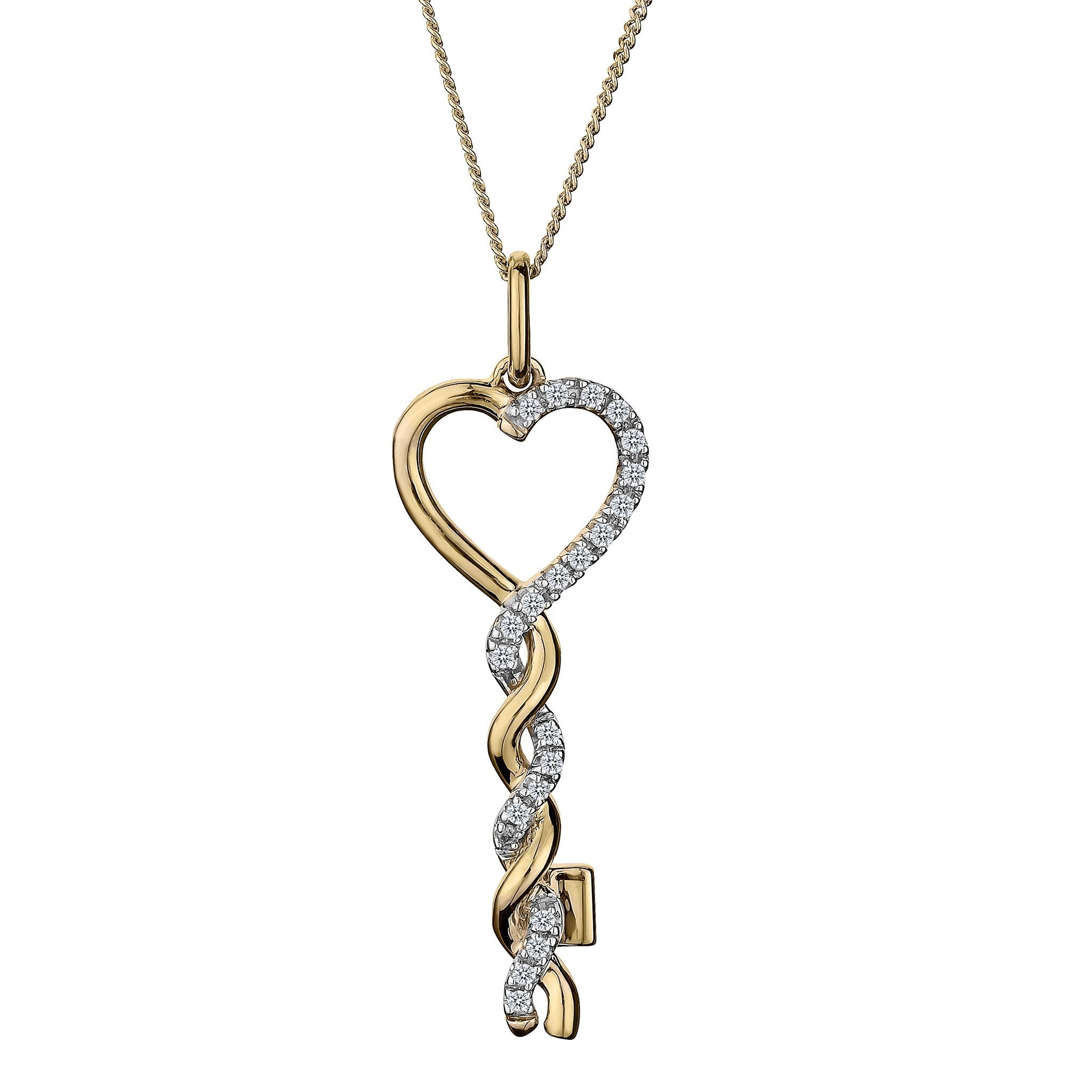 .10 CARAT DIAMOND "KEY TO MY HEART" PENDANT, 10kt YELLOW GOLD, WITH 10kt YELLOW GOLD CHAIN....................NOW