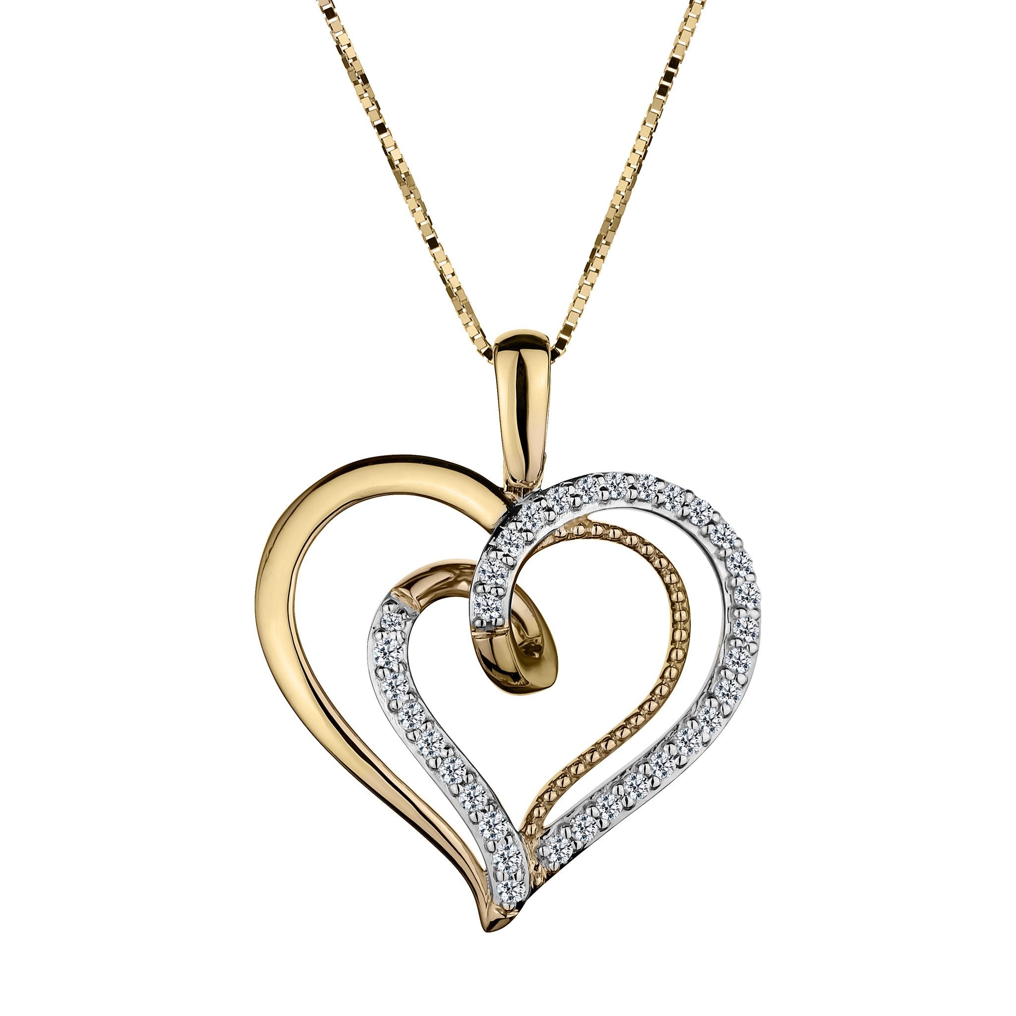 .16 Carat Diamond Heart Pendant,  10kt Yellow Gold. Necklaces and Pendants. Griffin Jewellery Designs.