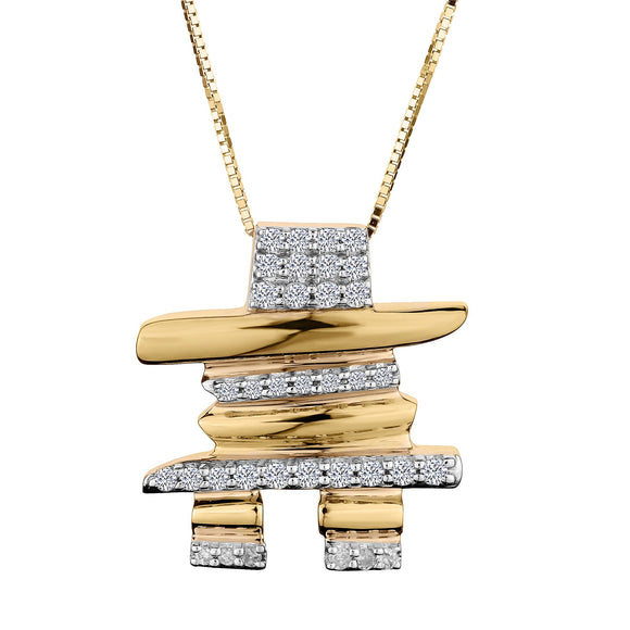 .20 Carat Diamond "Inukshuk" Pendant,  10kt Yellow Gold. Necklaces and Pendants. Griffin Jewellery Designs.