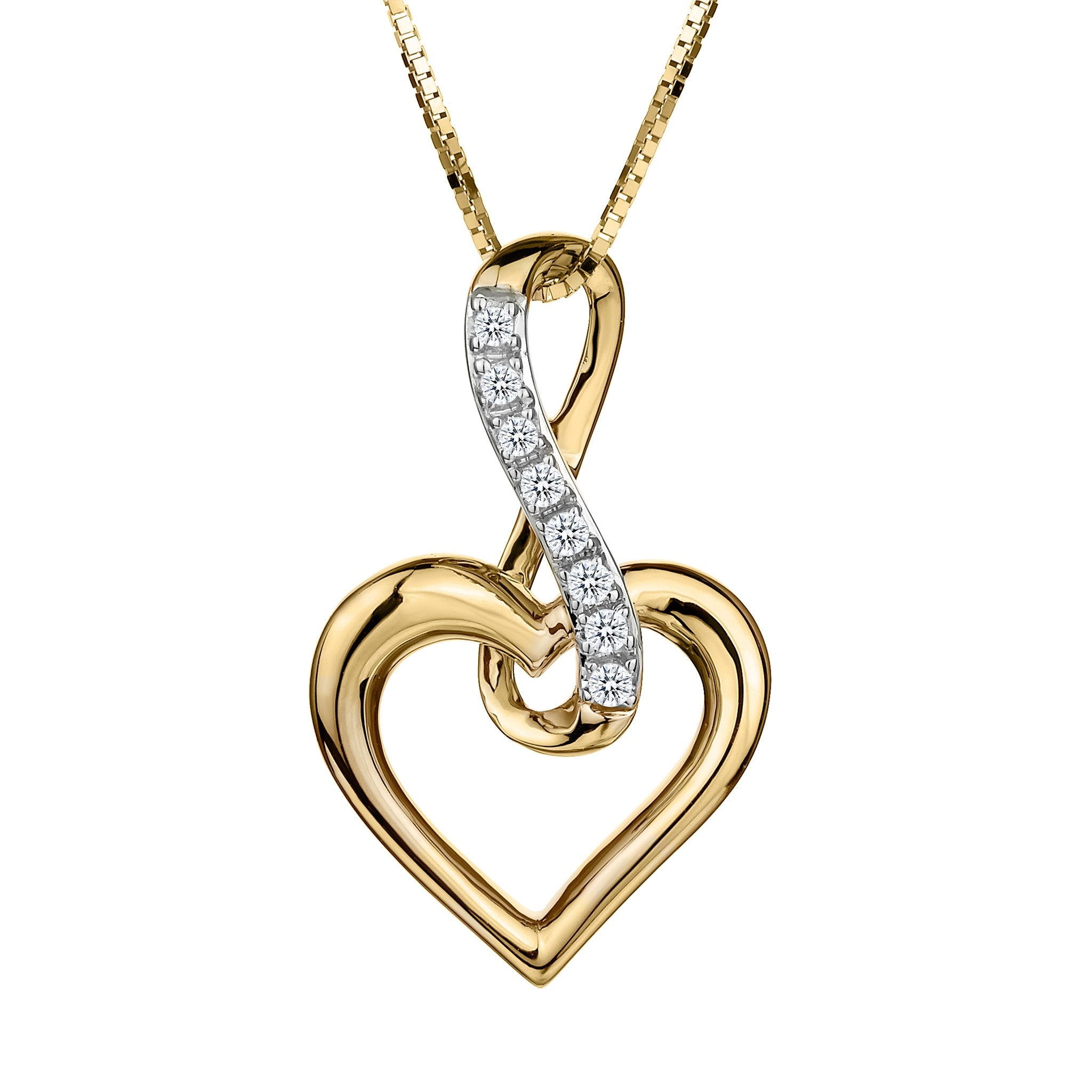 .05 Carat Diamond Heart Pendant, 10kt Yellow Gold......................Now