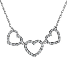 .45 Carat Diamond Three Hearts Pendant Necklace,  10kt White Gold. Necklaces and Pendants. Griffin Jewellery Designs. 
