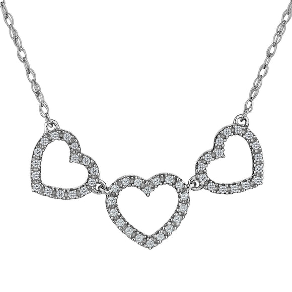 .45 Carat Diamond Three Hearts Pendant Necklace,  10kt White Gold. Necklaces and Pendants. Griffin Jewellery Designs. 