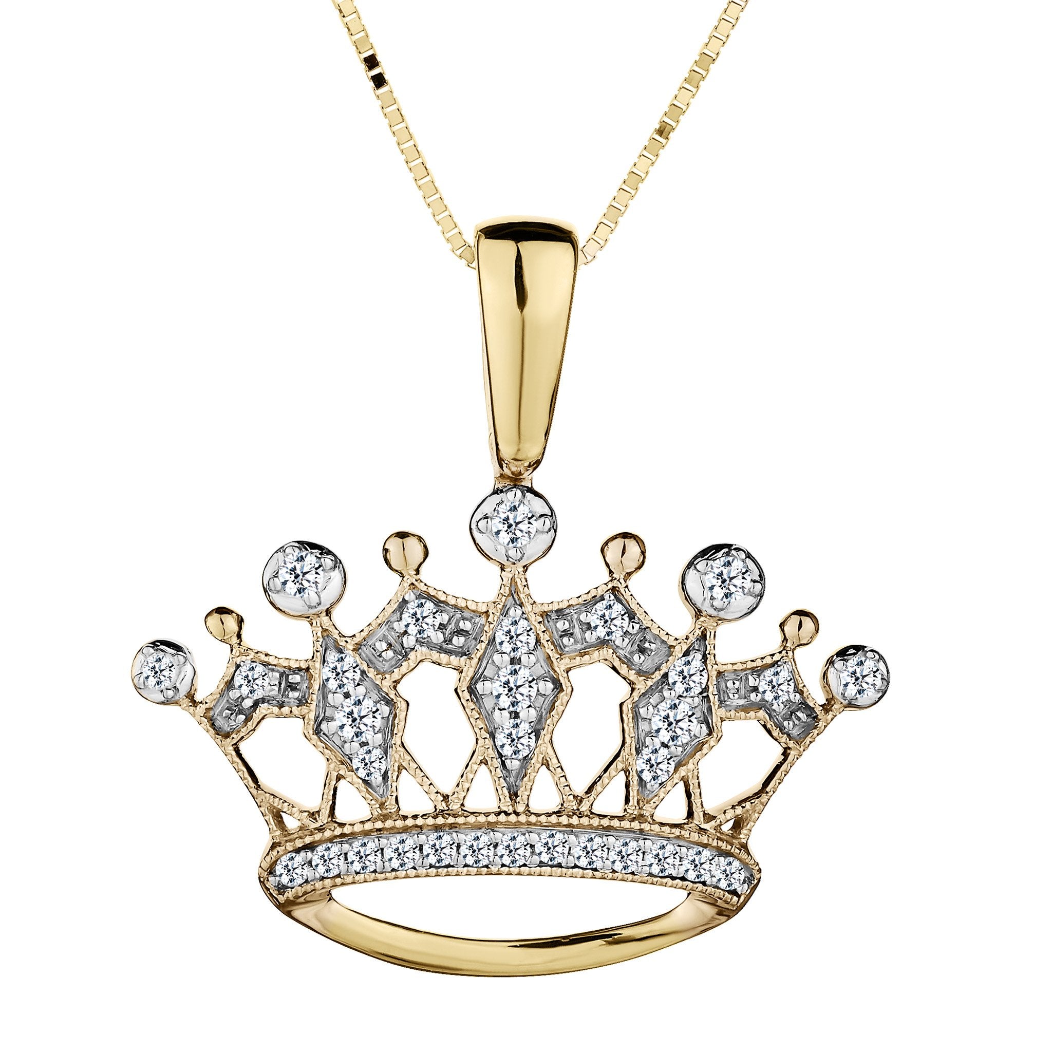 .13 Carat Diamond Crown Pendant,  10kt Yellow Gold. Necklaces and Pendants. Griffin Jewellery Designs.