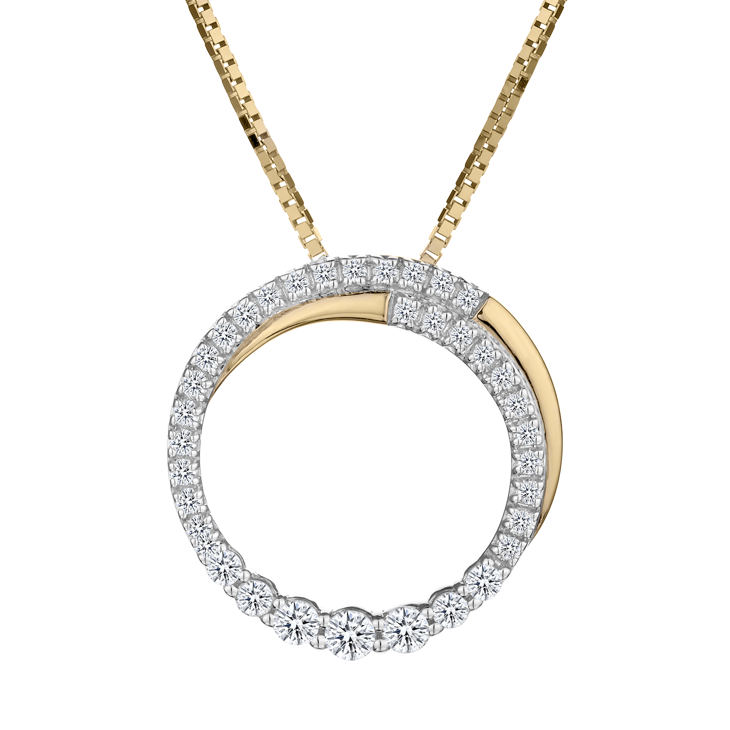 .25 Carat Diamond "Journey of Love" Circle Pendant,  10kt Yellow Gold. Necklaces and Pendants. Griffin Jewellery Designs.