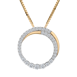 .25 Carat Diamond "Journey of Love" Circle Pendant,  10kt Yellow Gold. Necklaces and Pendants. Griffin Jewellery Designs.
