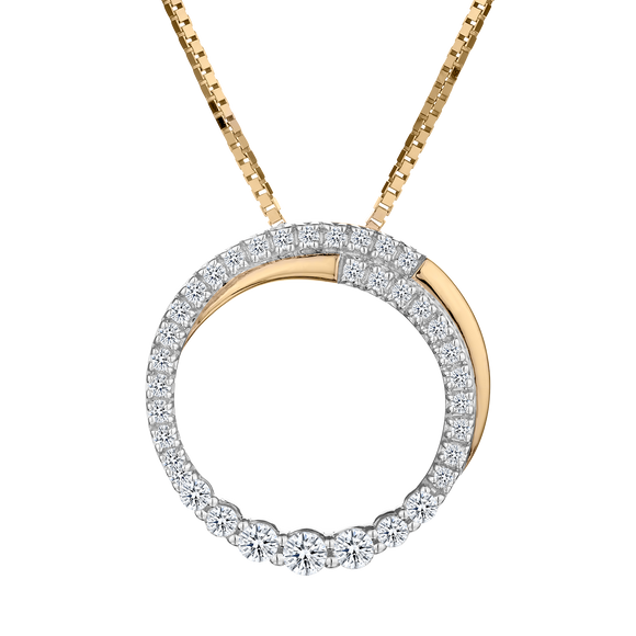 .25 Carat Diamond "Journey of Love" Circle Pendant,  10kt Yellow Gold. Necklaces and Pendants. Griffin Jewellery Designs.