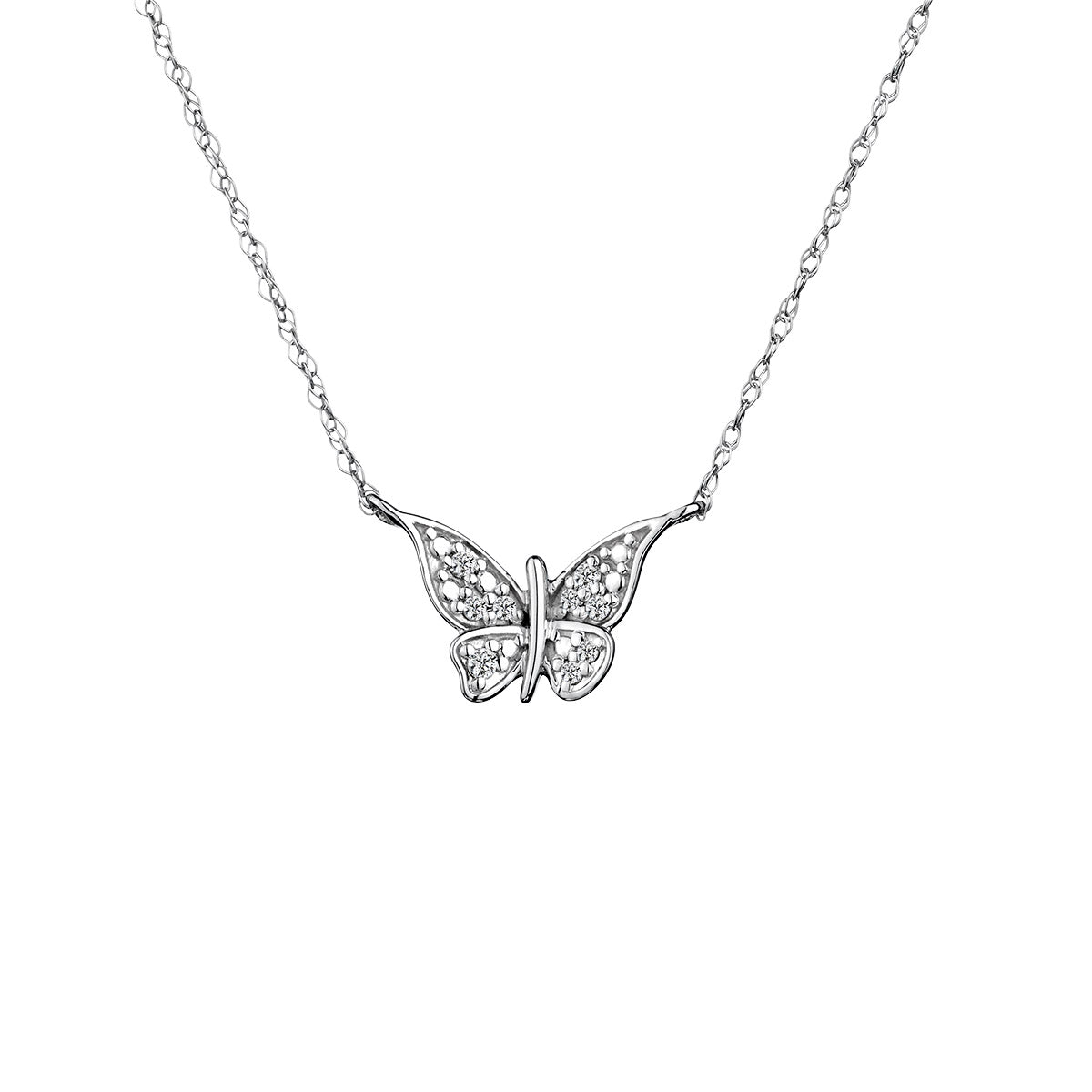 .03 Carat Butterfly Diamond Pendant, 10kt White Gold. Necklaces and Pendants. Griffin Jewellery Designs