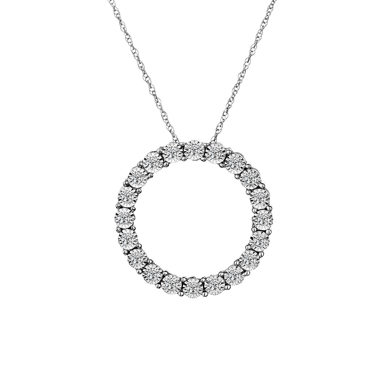 .15 Carat Diamond Circle Pendant,  10kt White Gold. Necklaces and Pendants. Griffin Jewellery Designs.