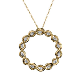 .15 Carat Diamond Circle Pendant,  10kt Yellow Gold. Necklaces and Pendants. Griffin Jewellery Designs.