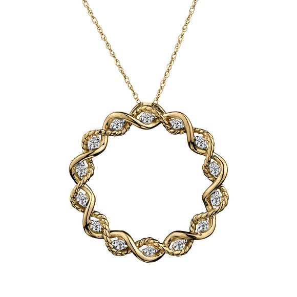 .15 Carat Diamond Circle Pendant,  10kt Yellow Gold. Necklaces and Pendants. Griffin Jewellery Designs.