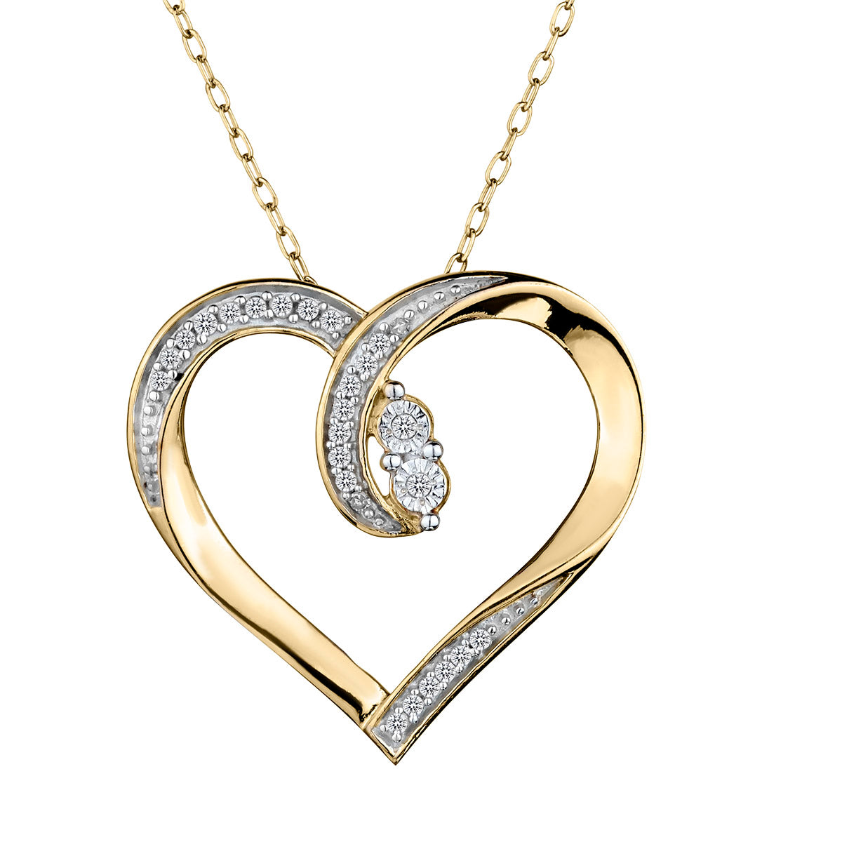 .10 Carat Heart Pendant, Sterling Silver, Gold Plated.......................NOW