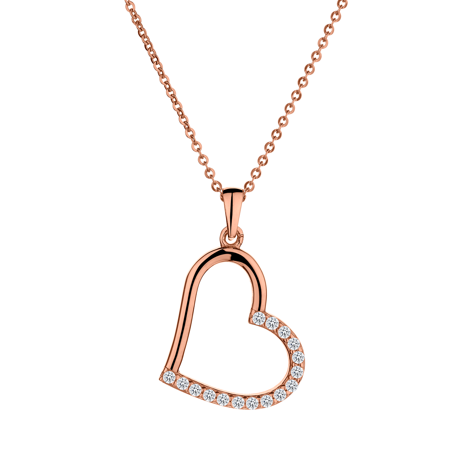 Crystal Heart Pendant, 10kt Rose Gold, With 10kt Rose Gold Chain......................Now