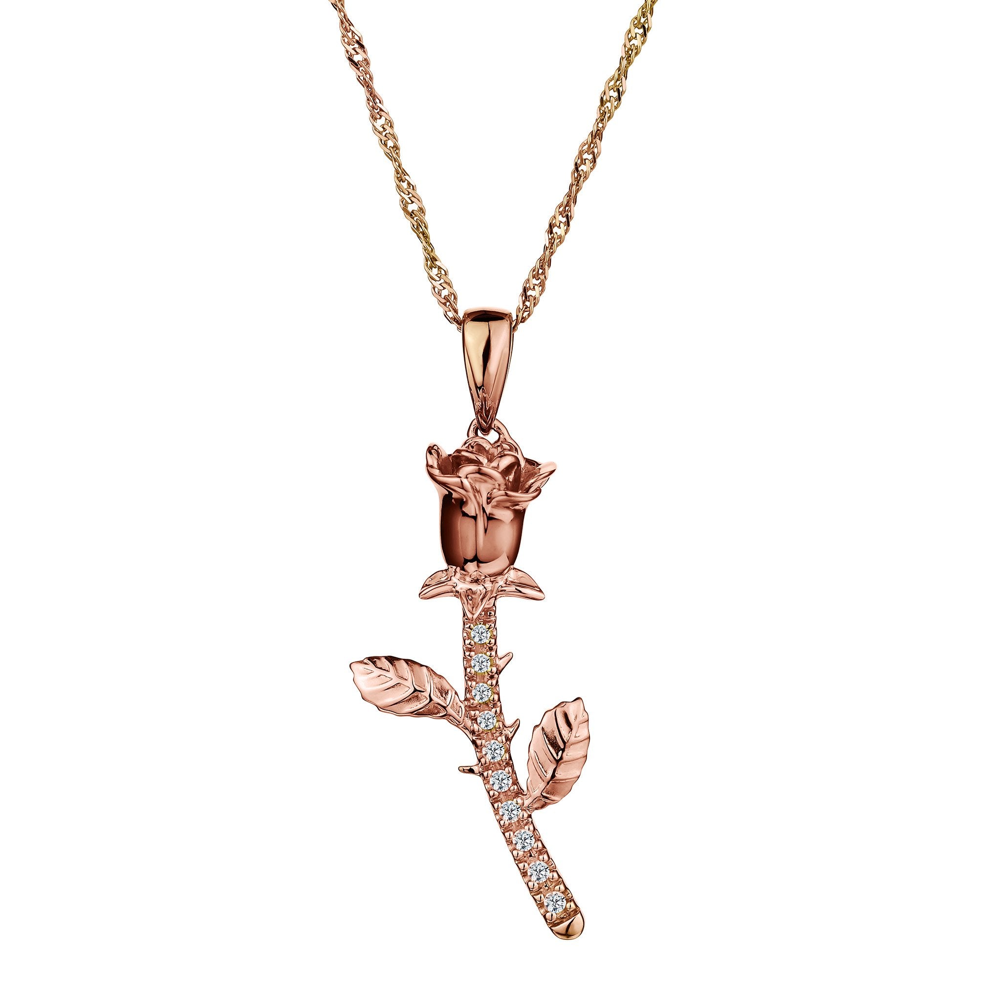.05 CARAT DIAMOND "ROSE" PENDANT, 10kt ROSE GOLD, WITH 10kt ROSE GOLD CHAIN.....................NOW