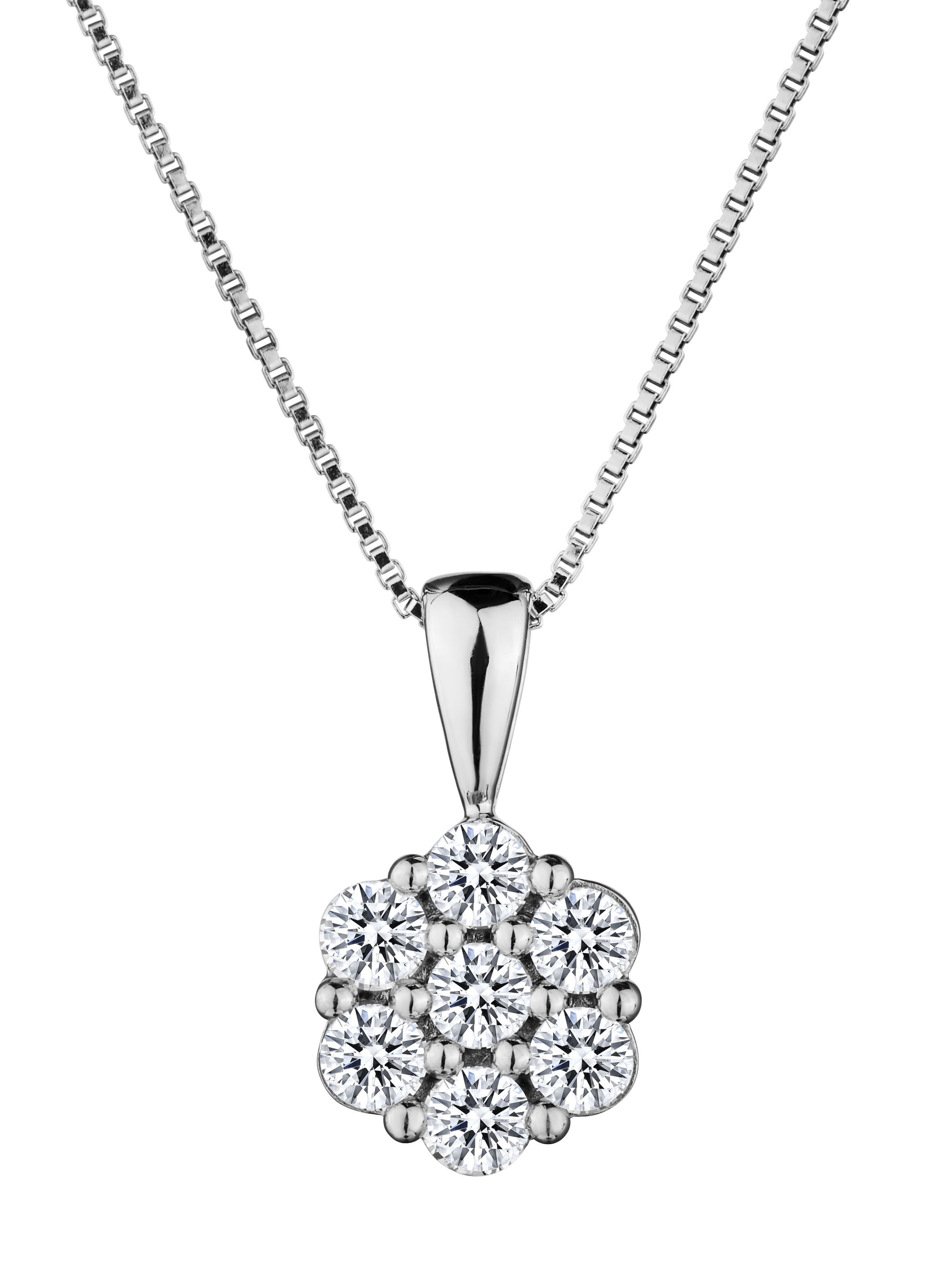 .50 Carat Lab Grown Diamond "Flower" Pendant, Sterling Silver. Necklaces and Pendants. Griffin Jewellery Designs. 