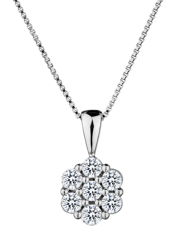 .50 Carat Lab Grown Diamond "Flower" Pendant, Sterling Silver. Necklaces and Pendants. Griffin Jewellery Designs. 