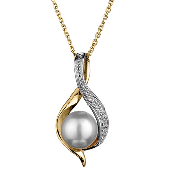 Fresh Water Pearl & Diamond Pendant, 10kt Yellow Gold.......................NOW - Griffin Jewellery Designs