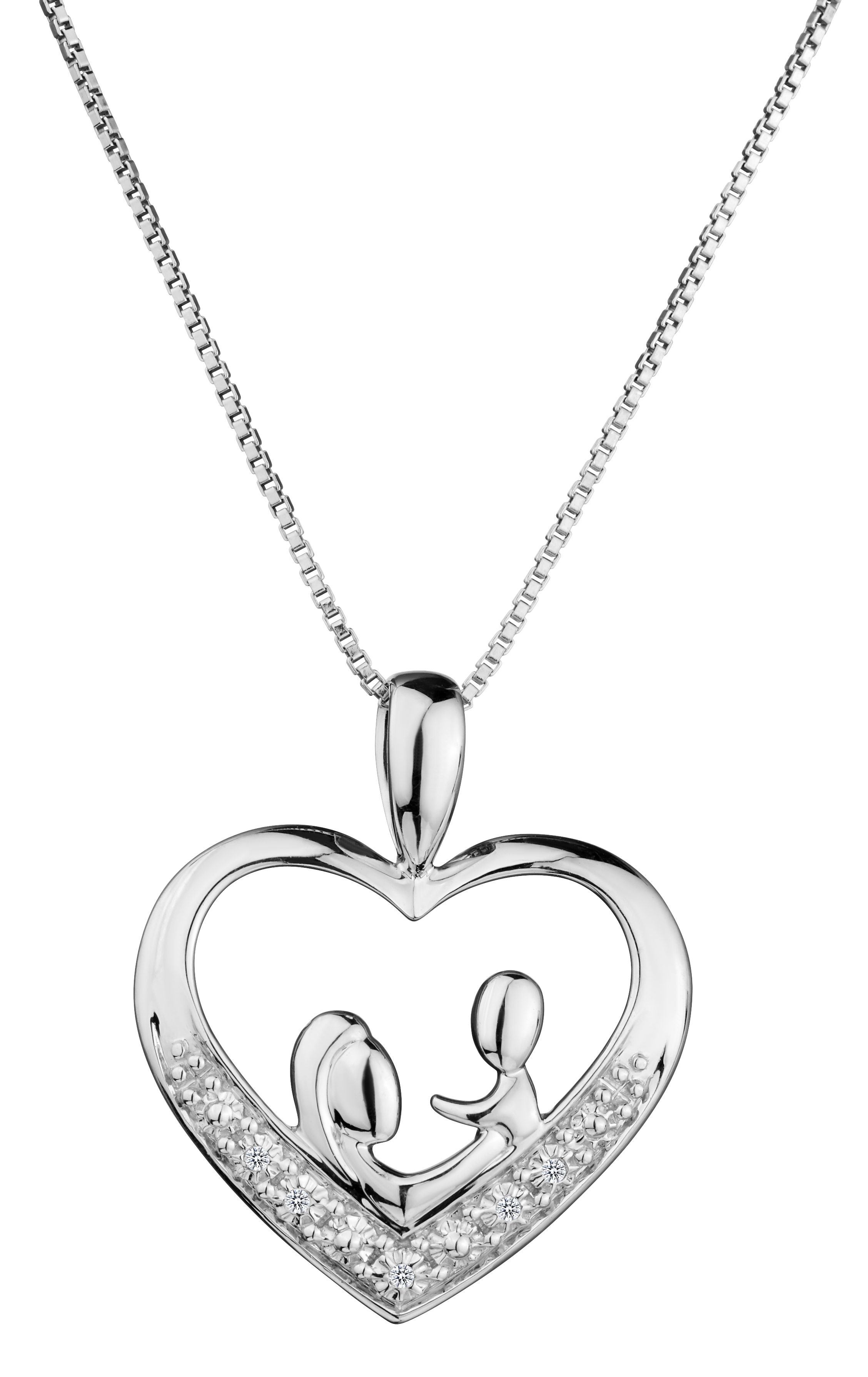 .02 Carat Diamond "Mom & Child" Pendant, Sterling Silver. Necklaces and Pendants. Griffin Jewellery Designs