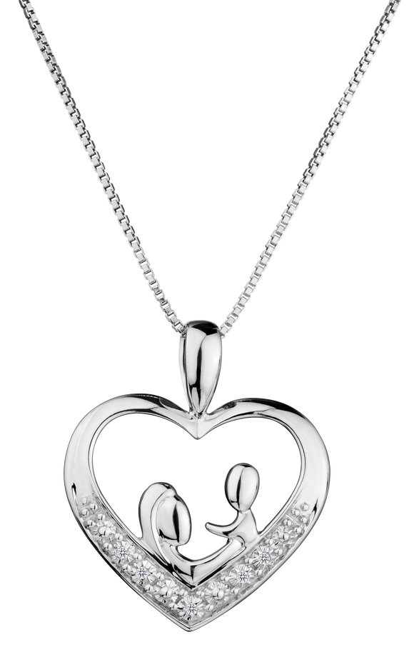 .02 Carat Diamond "Mom & Child" Pendant, Sterling Silver. Necklaces and Pendants. Griffin Jewellery Designs