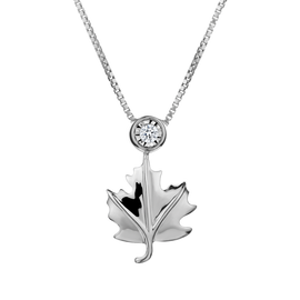 .03 Carat Diamond "Maple Leaf" Pendant, Silver. Necklaces and Pendants. Griffin Jewellery Designs