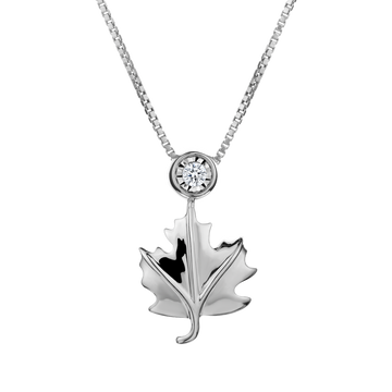 .03 Carat Diamond "Maple Leaf" Pendant, Silver. Necklaces and Pendants. Griffin Jewellery Designs