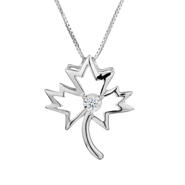 .05 Carat of Diamonds "Maple Leaf" Pendant, Silver......................NOW
