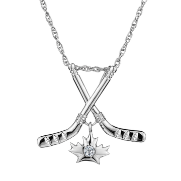 .03 Carat Diamond "Love Hockey" Pendant,  Sterling Silver. Necklaces and Pendants. Griffin Jewellery Designs