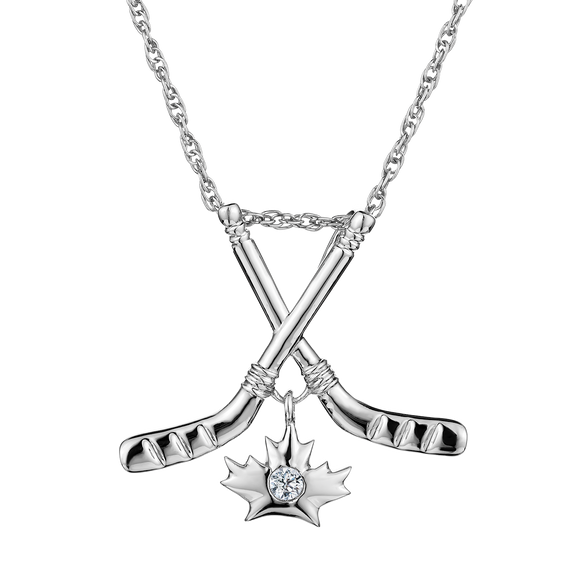 .03 Carat Diamond "Love Hockey" Pendant,  Sterling Silver. Necklaces and Pendants. Griffin Jewellery Designs
