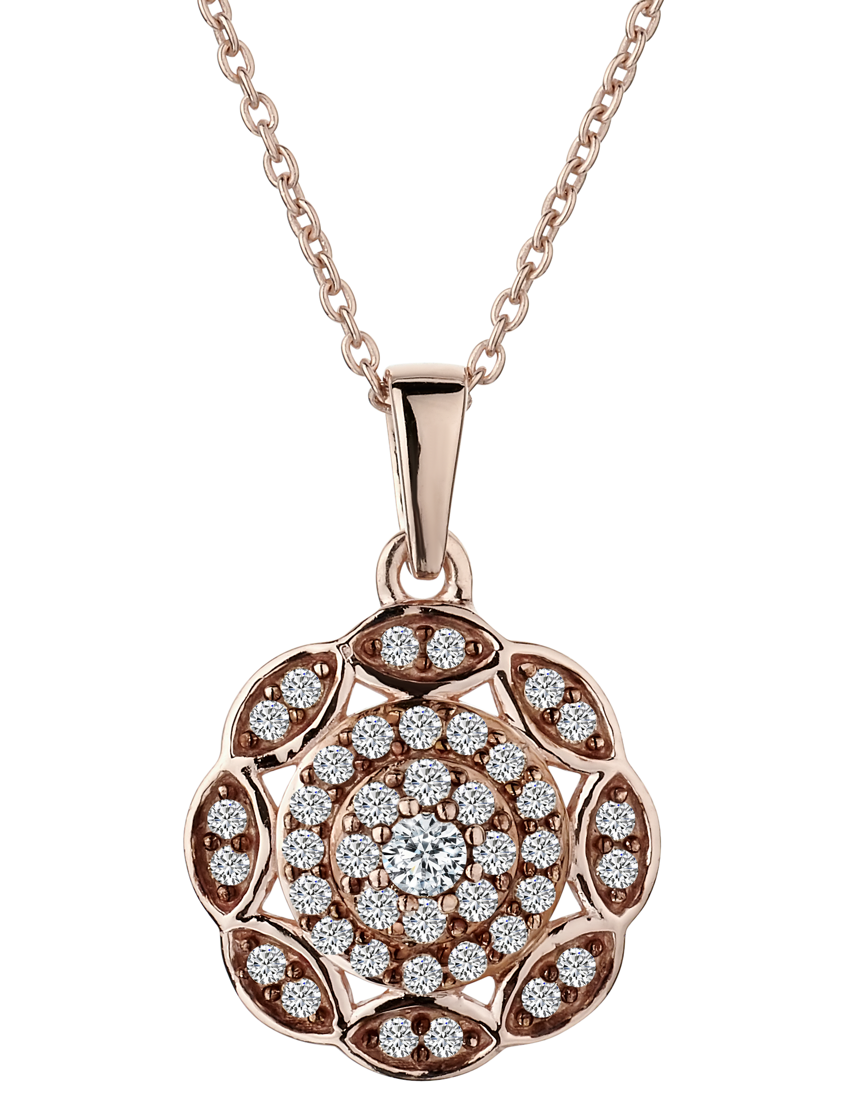 .50 Carat Champagne Flower Diamond Pendant,  Sterling Silver (18kt Rose Gold Plated). Necklaces and Pendants. Griffin Jewellery Designs. 