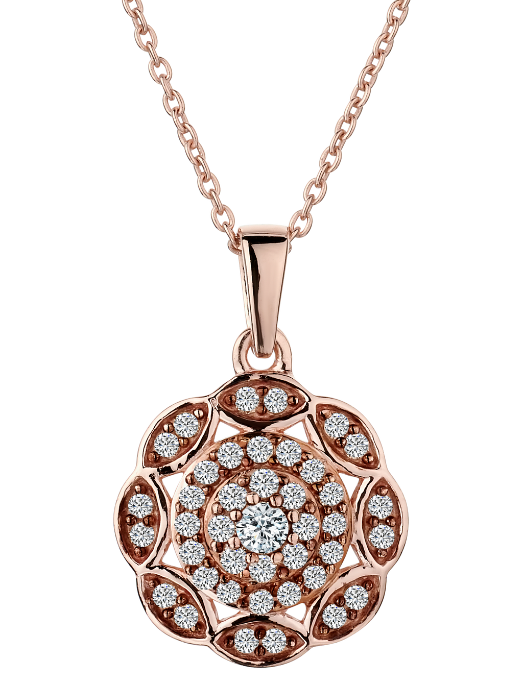 .50 Carat of Champagne Diamonds Flower Pendant, Silver (Rose Plated).....................NOW