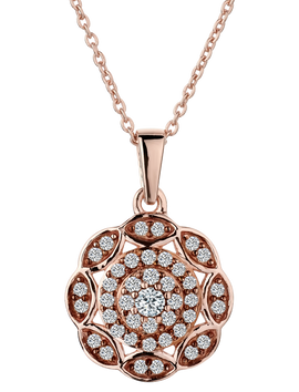 .50 Carat Champagne Flower Diamond Pendant,  Sterling Silver (18kt Rose Gold Plated). Necklaces and Pendants. Griffin Jewellery Designs. 