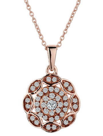 .50 Carat Champagne Flower Diamond Pendant,  Sterling Silver (18kt Rose Gold Plated). Necklaces and Pendants. Griffin Jewellery Designs. 