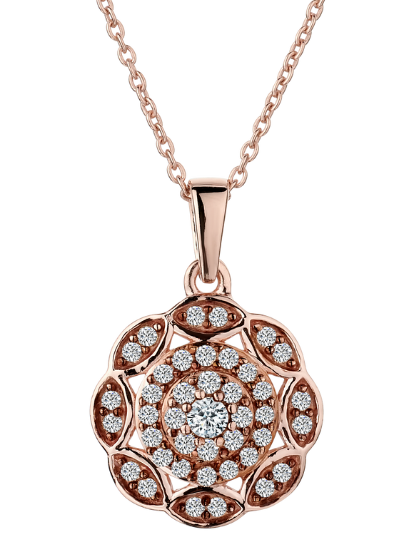 .50 Carat Champagne Flower Diamond Pendant,  Sterling Silver (18kt Rose Gold Plated). Necklaces and Pendants. Griffin Jewellery Designs. 