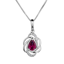 Genuine Rhodolite Garnet Diamond Pendant,  Sterling Silver. Necklaces and Pendants. Griffin Jewellery Designs. 