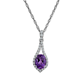 Amethyst and Created White Sapphire Pendant,  Sterling Silver. Necklaces and Pendants. Griffin Jewellery Designs. 