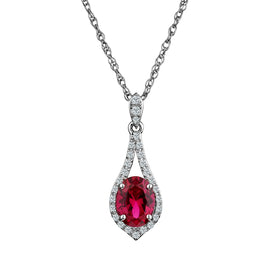 Created Ruby & White Sapphire Pendant,  Sterling Silver. Necklaces and Pendants. Griffin Jewellery Designs. 