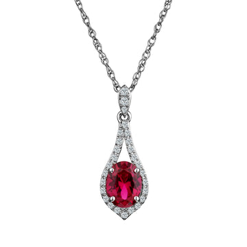 Created Ruby & White Sapphire Pendant,  Sterling Silver. Necklaces and Pendants. Griffin Jewellery Designs. 