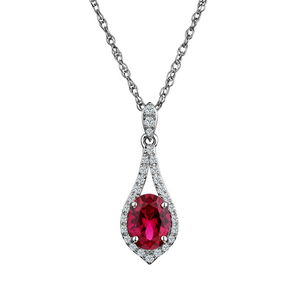 Created Ruby & White Sapphire Pendant,  Sterling Silver. Necklaces and Pendants. Griffin Jewellery Designs. 