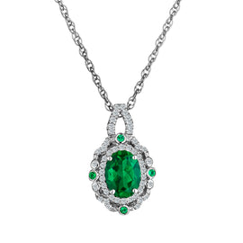 Created Emerald & Created Sapphire Pendant,  Sterling Silver. Necklaces and Pendants. Griffin Jewellery Designs. 