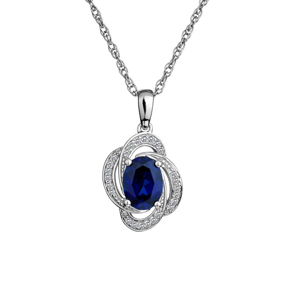 Created Blue & White Sapphire Pendant,  Sterling Silver. Necklaces and Pendants. Griffin Jewellery Designs. 