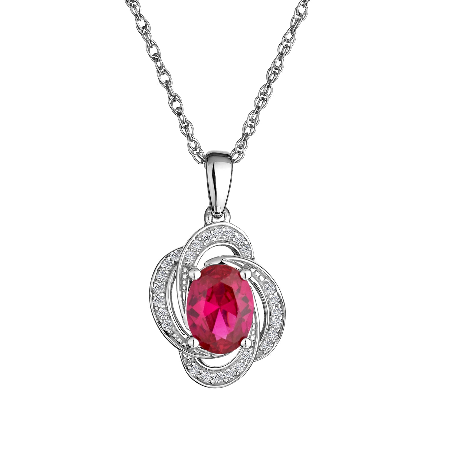 Created Ruby & Created White Sapphire Pendant, Silver......................NOW