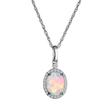 Created Opal & Created White Sapphire Pendant,  Sterling Silver. Necklaces and Pendants. Griffin Jewellery Designs. 